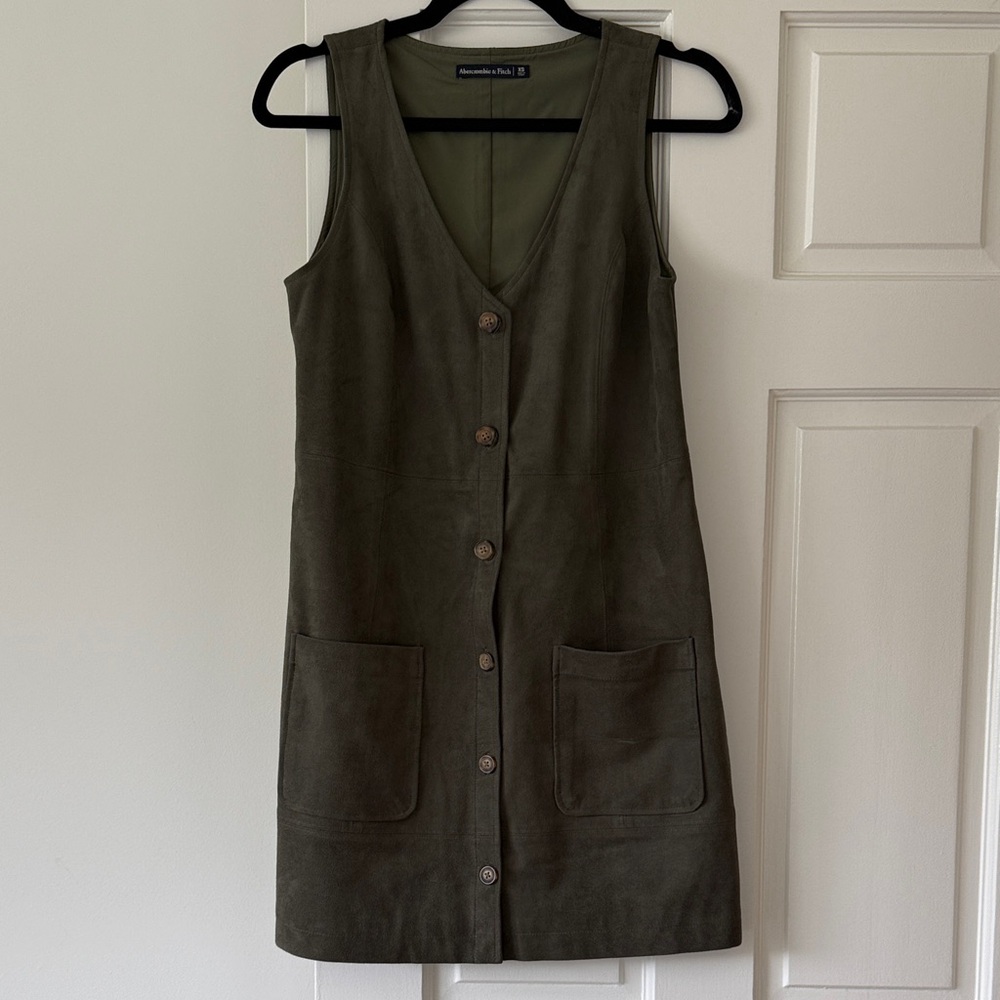 Abercrombie Olive Button-Front Suede Dress